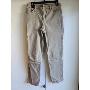 Gloria Vanderbilt Women Tan Stretch High Rise Button Closer Pockets Pants Size 6